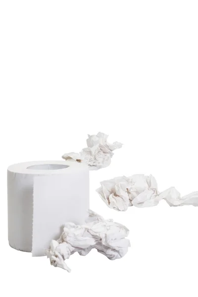 Bliska papier toaletowy rolki z zmięty dokumentów — Zdjęcie stockowe