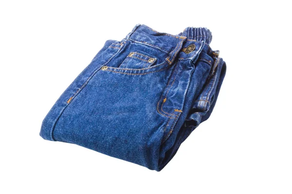 Nahaufnahme einer gefalteten Jeans — Stockfoto