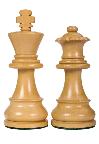 Крупный план короля и королевы шахматных фигур — стоковое фото
