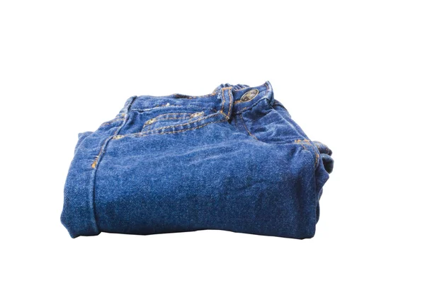 Nahaufnahme einer gefalteten Jeans — Stockfoto