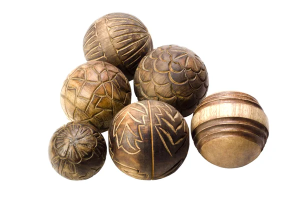 Close-up of decorative wooden balls — Stock Photo, Image