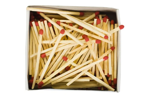 Close-up of an open matchbox with matchsticks — Stock Photo, Image