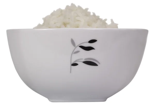 Primer plano de un tazón lleno de arroz hervido — Foto de Stock