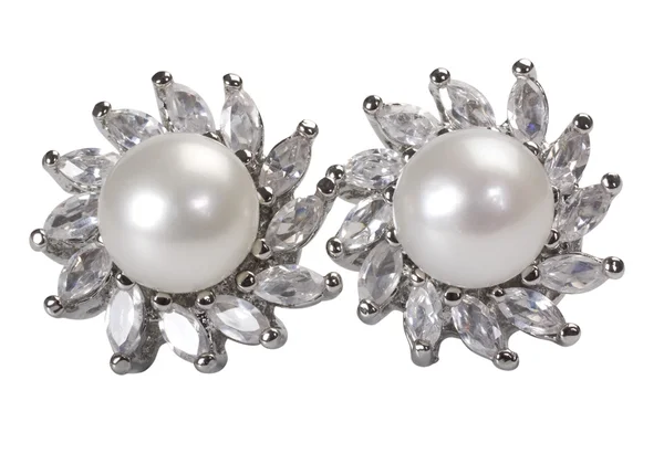 Close-up of pair of pearl earrings — Stock Photo, Image