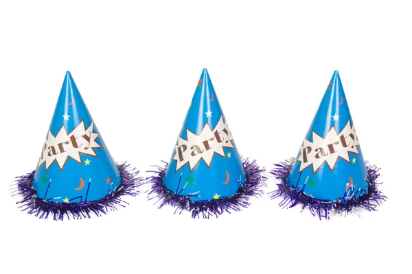 Close-up of three party hats in a row — Stock Photo, Image