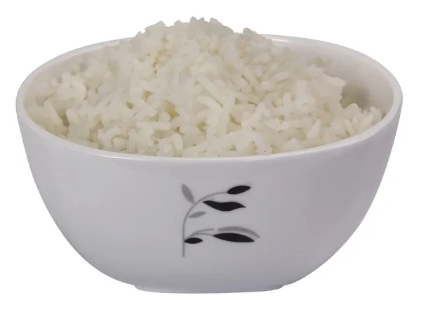 Close-up of a bowl full of boiled rice — Stock Photo, Image