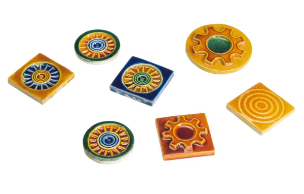 Close-up of assorted decorative tiles — Stock Photo, Image