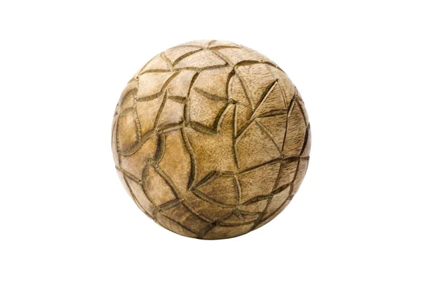 Primer plano de una bola de madera decorativa — Foto de Stock