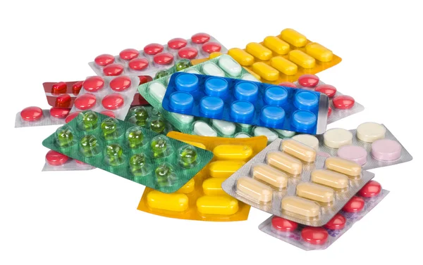 Крупный план лекарств в блистерных упаковках — стоковое фото