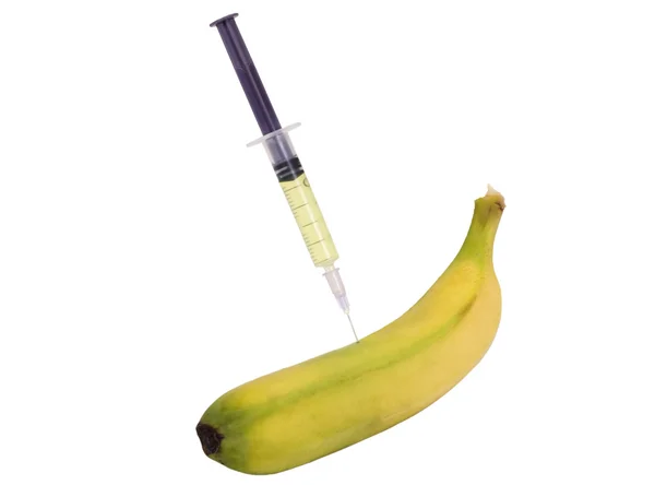 バナナが注射によって注入 ロイヤリティフリーのストック写真