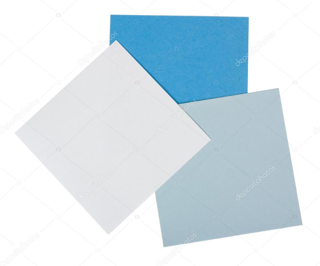 Three blank adhesive notes