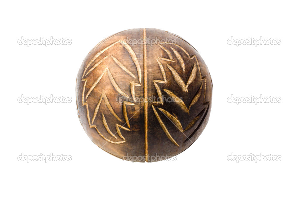 Close-up of a decorative wooden ball