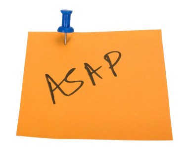 bir yapışkan not üzerinde en kısa sürede yazılı kelime