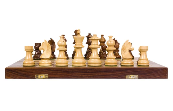 Σκακιστικά κομμάτια σε μια σκακιέρα — Φωτογραφία Αρχείου
