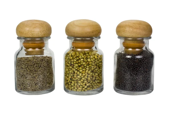 Three containers of assorted spices — Stock Photo, Image