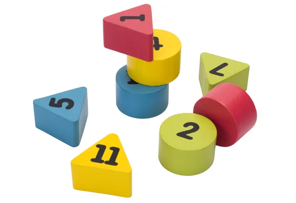 Close-up of number blocks in geometric shapes — Stock Photo, Image