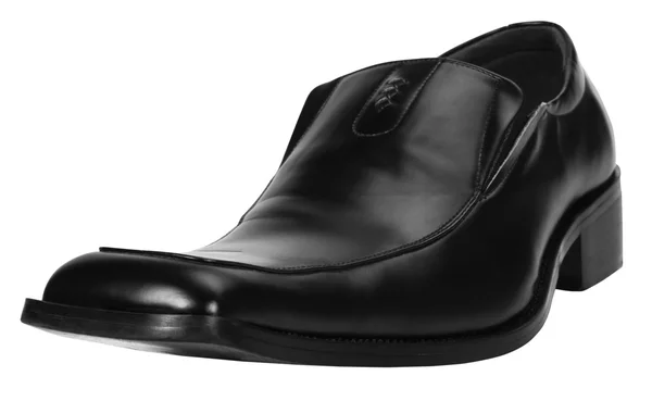 Close-up van een zwart lederen schoen — Stockfoto