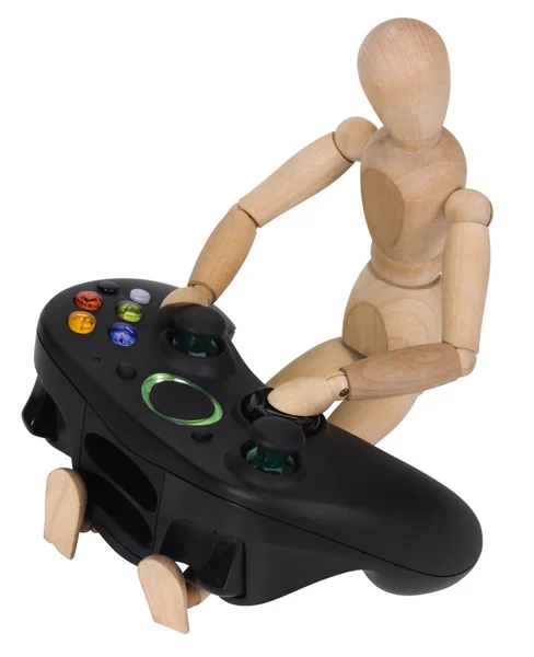 Artist's figure with a video game controller — Stock Photo, Image