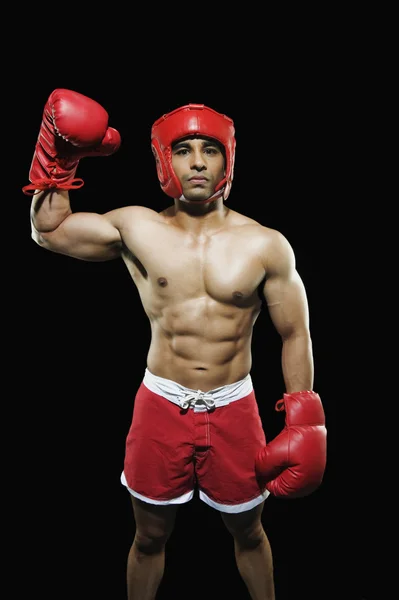 Male boxer flexing muscles — Stock Photo, Image