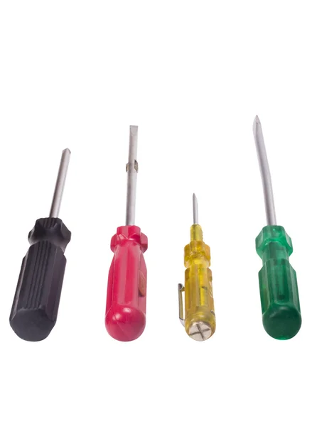 Close-up of screwdrivers arranged in a row — Stock Photo, Image