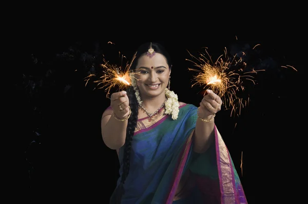 Nő ünneplők diwali — Stock Fotó