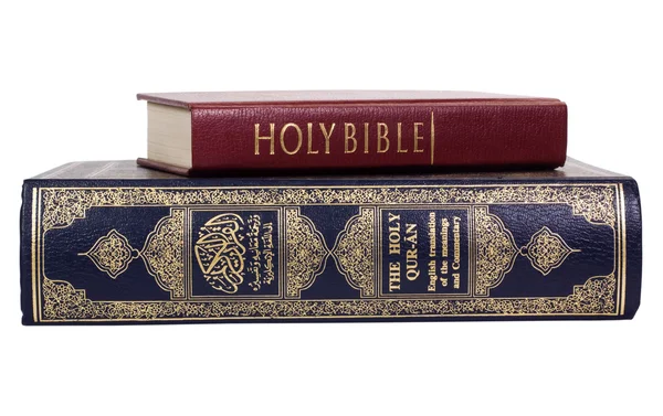 Close-up of the Koran and the Bible — Stock Photo, Image