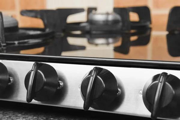 Gas stove on a kitchen counter — Stock Photo, Image