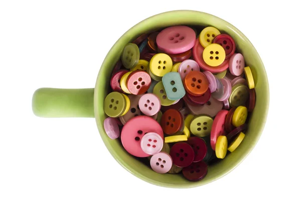 Close-up of a cup full of buttons — Stock Photo, Image