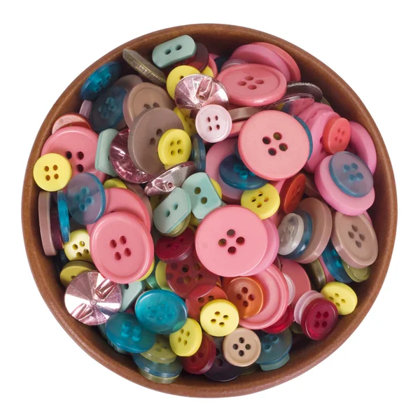 Close-up of a bowl full of buttons — Stock Photo, Image