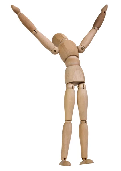 Close-up of an artist's figure with arms raised — Stock Photo, Image
