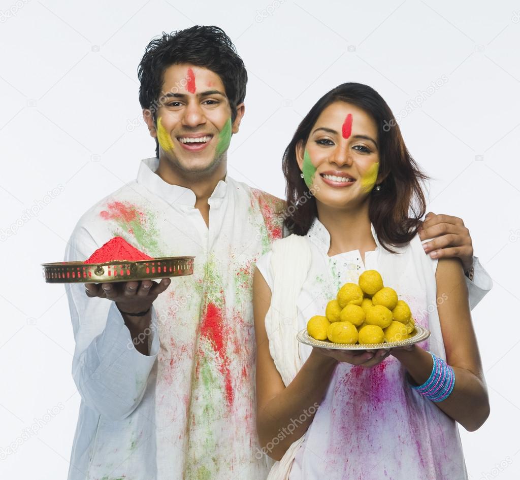 Couple celebrating Holi