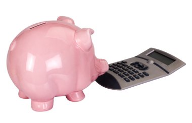 piggy banka hesap makinesi ile yakın çekim