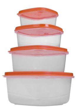 Plastik kaplar yığınını Close-Up