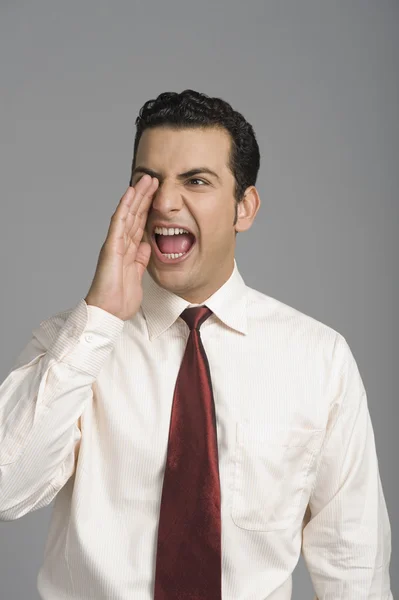 Close-up of a businessman shouting — Stock Photo, Image