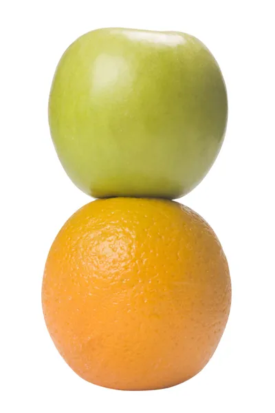 Detail oranžové a zelené jablko — Stock fotografie