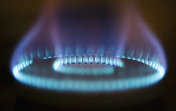 Flames on a gas stove — Stock Photo, Image