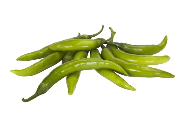 Close-up van groene chili pepers — Stockfoto