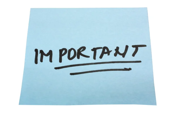 Word Important written on an adhesive note — Stock Photo, Image