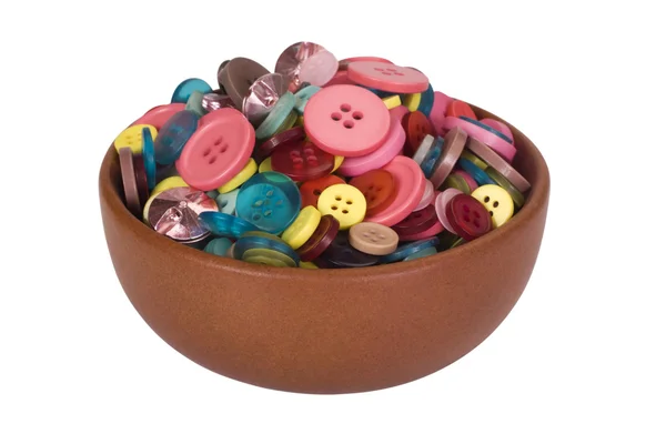 Close-up of a bowl full of buttons — Stock Photo, Image