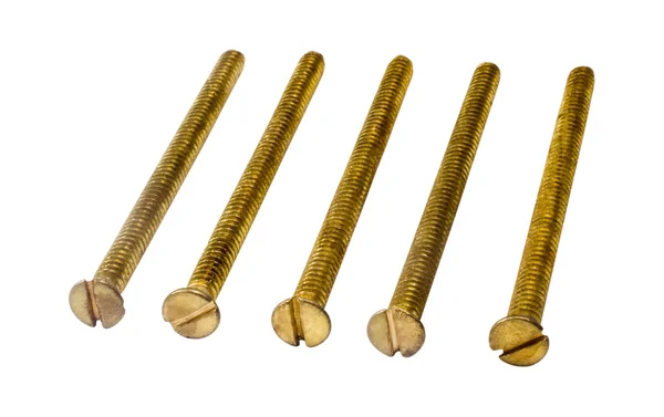 Close-up of screws arranged in a row — Stock Photo, Image