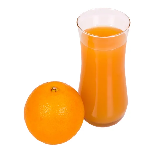 Orange avec un verre de jus — Photo