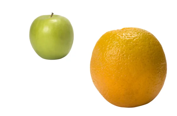 Detail oranžové a zelené jablko — Stock fotografie