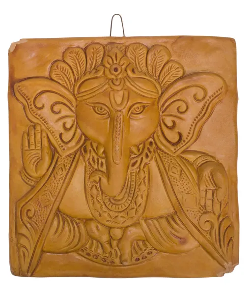 Lord Ganesha engraved on a wooden block — Stock Photo, Image