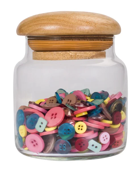 Close-up of a jar of buttons — Stock Photo, Image