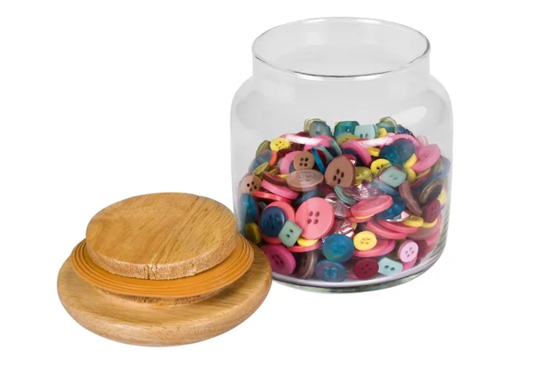 Close-up of a jar of buttons — Stock Photo, Image