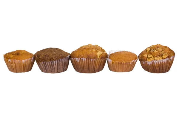 Assorted muffins in a row — Stock Photo, Image