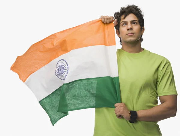 Man holding an Indian flag — Stock Photo, Image