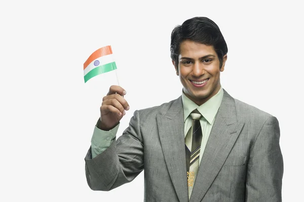 Man holding Indian flag — Stock Photo, Image