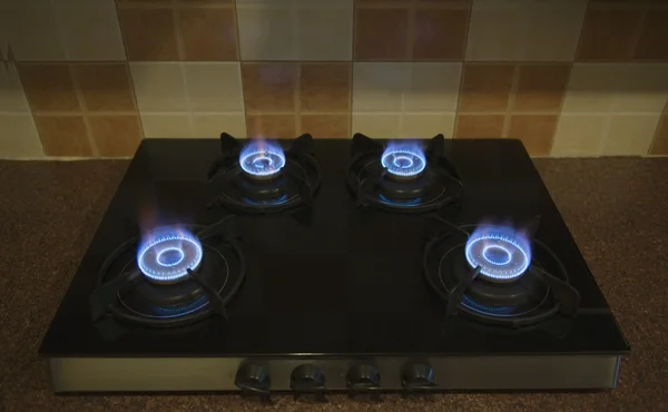 Gas stove on a kitchen counter — Stock Photo, Image