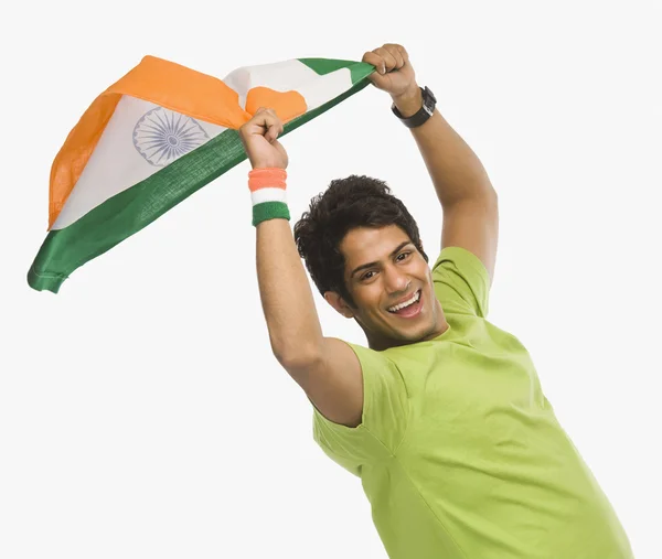 Man bedrijf Indiase vlag — Stockfoto